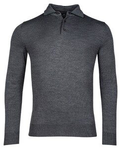 Baileys Merino Blend Pullover Polo Collar Buttons Single Knit Dark Grey