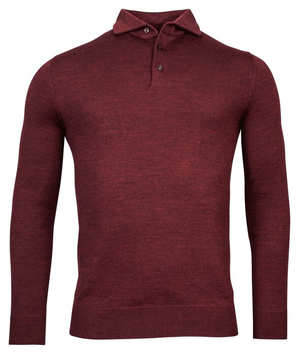 Baileys Merino Blend Pullover Polo Collar Buttons Single Knit Trui Bordeaux