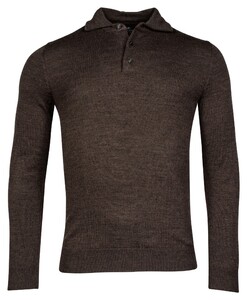 Baileys Merino Blend Pullover Polo Collar Buttons Single Knit Trui Dark Brown