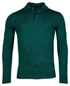 Baileys Merino Blend Pullover Polo Collar Buttons Single Knit Trui Donker Groen