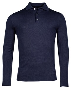 Baileys Merino Blend Pullover Polo Collar Buttons Single Knit Trui Navy