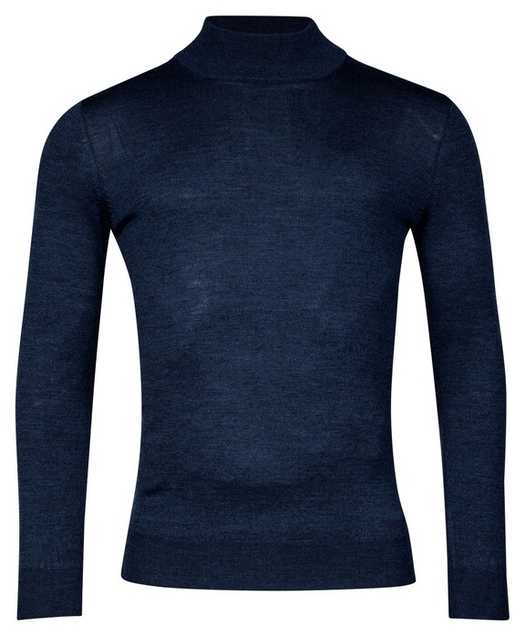 Baileys Merino High Turtleneck Single Knit Trui Dark Blue