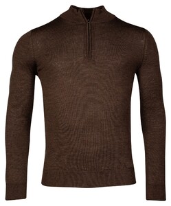 Baileys Merino Wool Half Zip Single Knit Trui Dark Brown