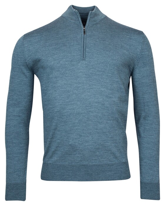 Baileys Merino Wool Half Zip Single Knit Trui Raf Blue