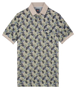 Baileys Multi Leaves Pattern Piqué Polo Misty Green