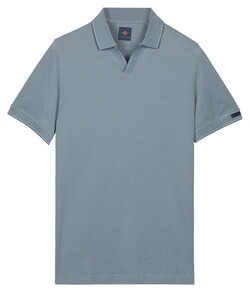 Baileys No-Button Closure Two-Tone Oxford Piqué Poloshirt Riviera Blue
