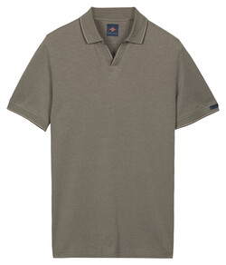 Baileys No-Button Closure Two-Tone Oxford Piqué Poloshirt Stone Grey