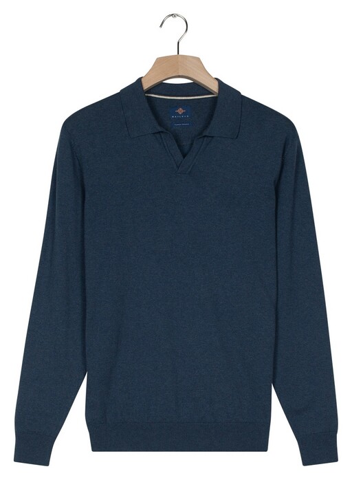 Baileys No Button Polo Collar Single Knit Trui Dark Denim Blue