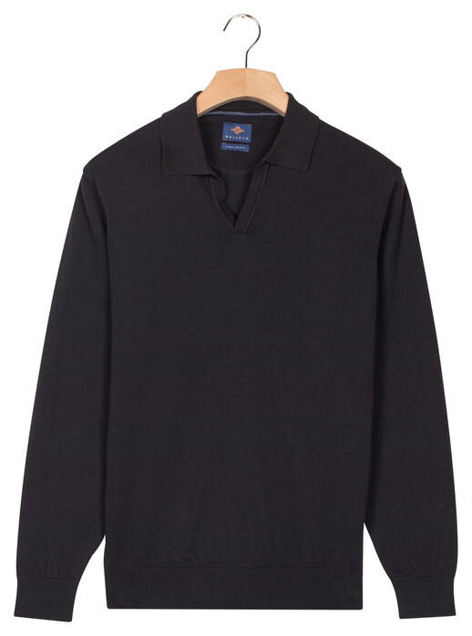 Baileys No Button Polo Collar Single Knit Trui Navy