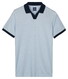 Baileys No Buttons V-Neck Small Yarn Dyed Stripe Polo Soft Blue
