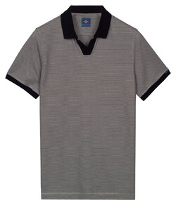 Baileys No Buttons V-Neck Small Yarn Dyed Stripe Poloshirt Navy
