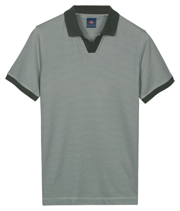 Baileys No Buttons V-Neck Small Yarn Dyed Stripe Poloshirt Thyme Green