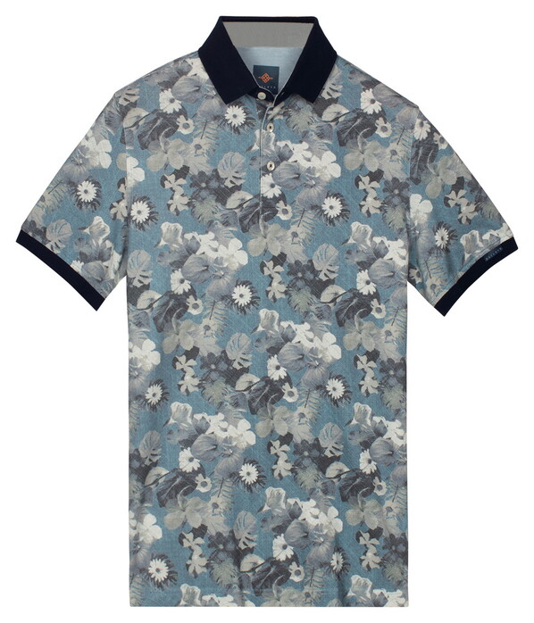 Baileys Oxford Piqué Botanical Fantasy Polo Riviera Blue