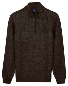 Baileys Part Cable Knit Pattern Half Zip Trui Bruin