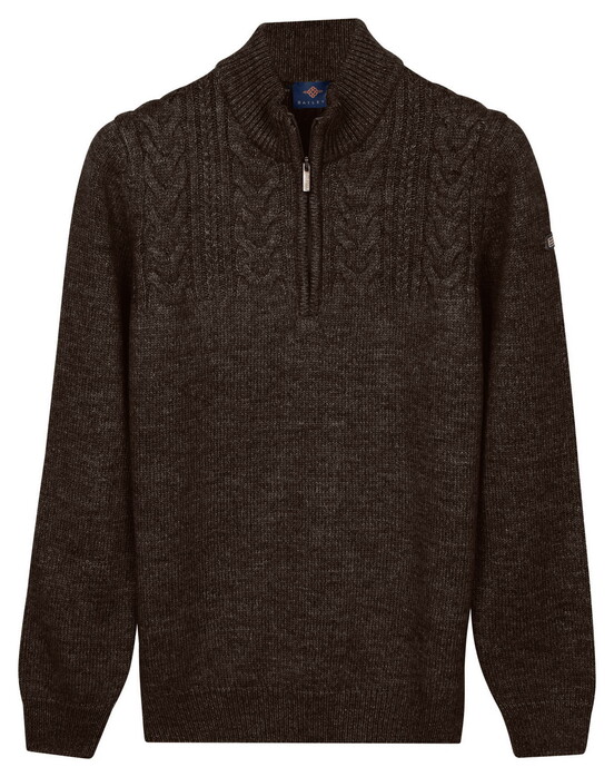 Baileys Part Cable Knit Pattern Half Zip Trui Bruin