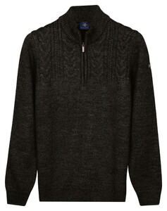 Baileys Part Cable Knit Pattern Half Zip Trui Donker Groen