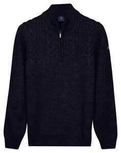 Baileys Part Cable Knit Pattern Half Zip Trui Navy