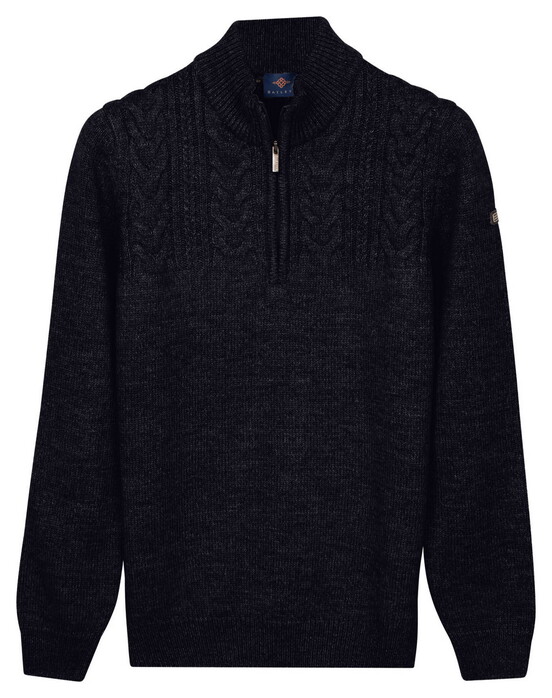 Baileys Part Cable Knit Pattern Half Zip Trui Navy