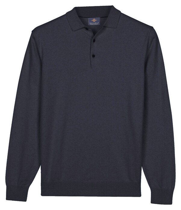 Baileys Pima Cotton Polo Pullover Placket Buttons Trui Dark Blue
