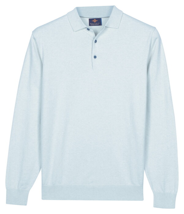 Baileys Pima Cotton Polo Pullover Placket Buttons Trui Soft Blue
