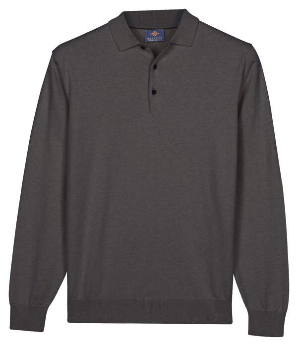 Baileys Pima Cotton Polo Pullover Placket Buttons Trui Stone Grey