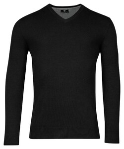 Baileys Pima Cotton V-Neck Uni Color Single Knit Pullover Black