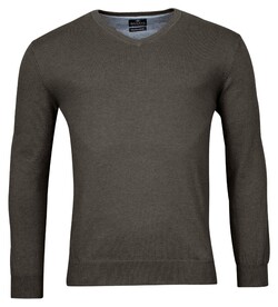 Baileys Pima Cotton V-Neck Uni Color Single Knit Trui Anthracite