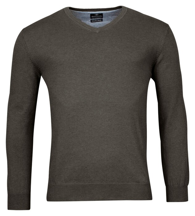 Baileys Pima Cotton V-Neck Uni Color Single Knit Trui Anthracite