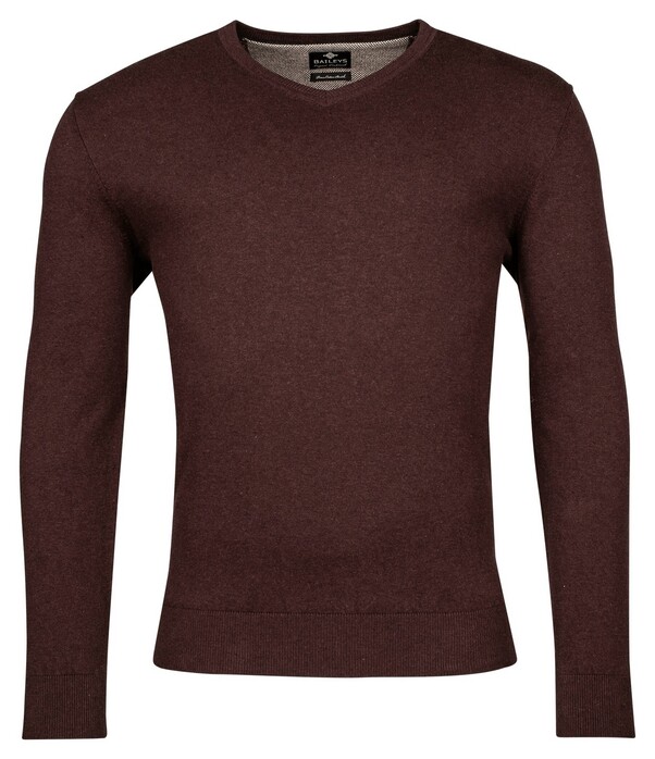 Baileys Pima Cotton V-Neck Uni Color Single Knit Trui Aubergine