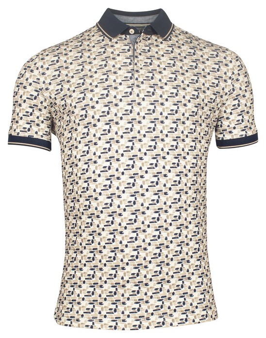 Baileys Piqué Allover Brush Stroke Pattern Poloshirt Beige