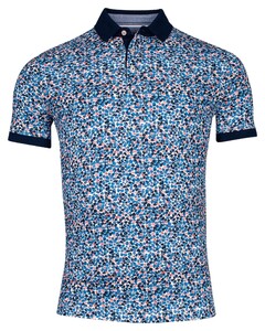 Baileys Piqué Allover Pattern Small Fantasy Rocks Pattern Polo Delft Blue