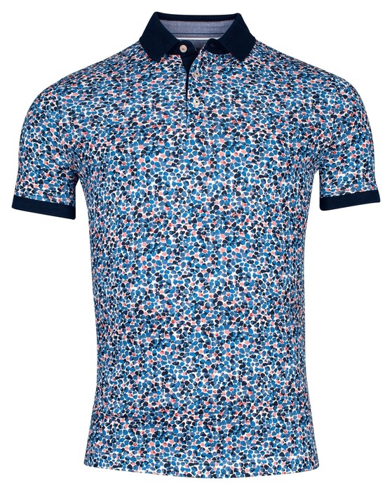 Baileys Piqué Allover Pattern Small Fantasy Rocks Pattern Polo Delft Blue