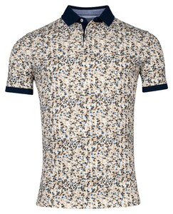Baileys Piqué Allover Pattern Small Fantasy Rocks Pattern Polo Donker Zand