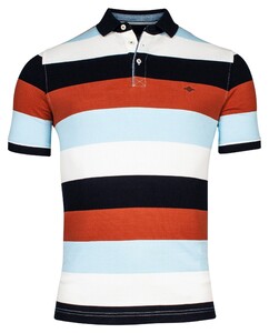 Baileys Piqué Allover Yarn Dyed Stripes Polo Red Earth