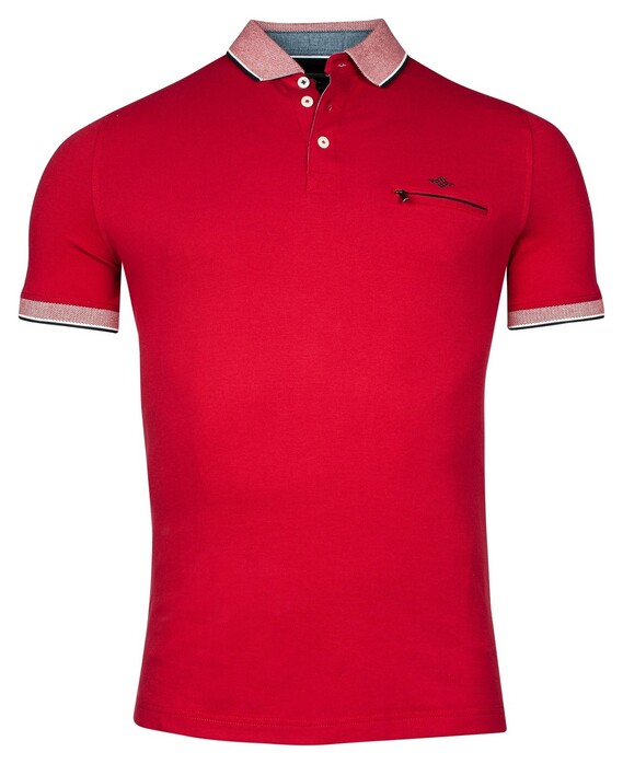 Baileys Piqué Zipper Breast Pocket Subtle Contrast Polo Dark Cerise
