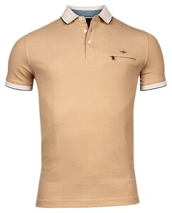 Baileys Piqué Zipper Breast Pocket Subtle Contrast Polo Donker Zand