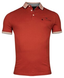 Baileys Piqué Zipper Breast Pocket Subtle Contrast Polo Red Earth