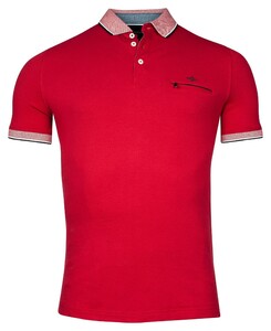 Baileys Piqué Zipper Breast Pocket Subtle Contrast Poloshirt Dark Cerise