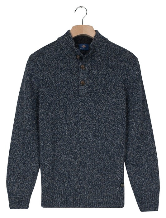 Baileys Placket Buttons Single Knit Multicolor Pullover Dark Denim Blue