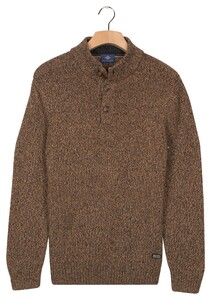 Baileys Placket Buttons Single Knit Multicolor Trui Coffee Brown