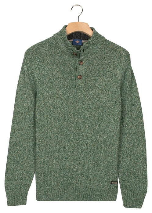 Baileys Placket Buttons Single Knit Multicolor Trui Dark Forest