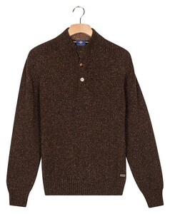 Baileys Placket Buttons Single Knit Multicolor Trui Donker Bruin