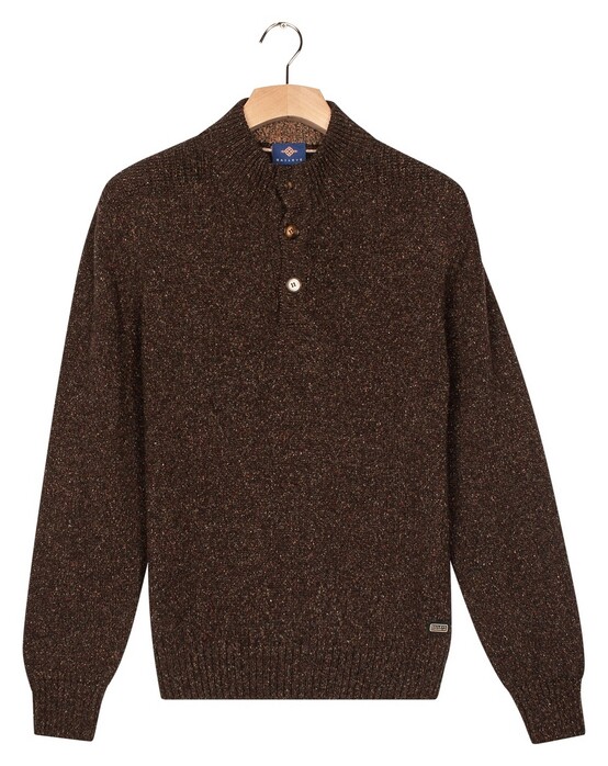 Baileys Placket Buttons Single Knit Multicolor Trui Donker Bruin