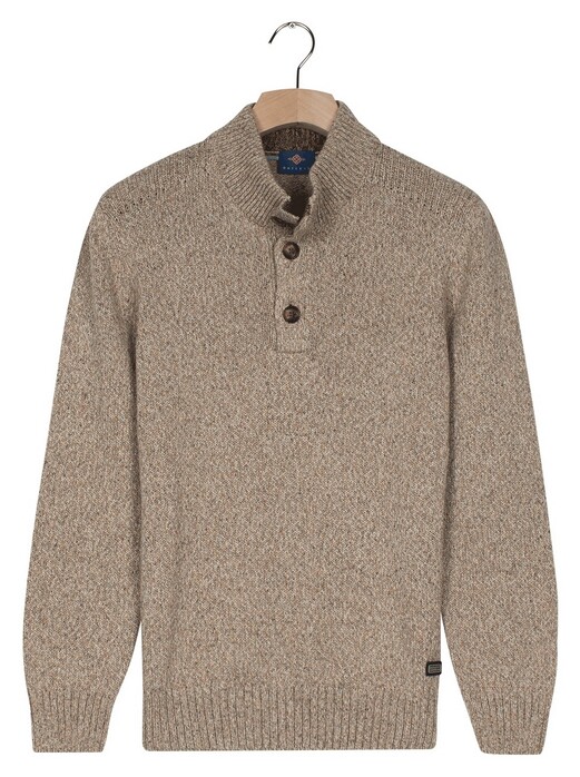 Baileys Placket Buttons Single Knit Multicolor Trui Donker Zand