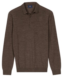 Baileys Polo Collar Placket Buttons Merino Wool Trui Donker Taupe