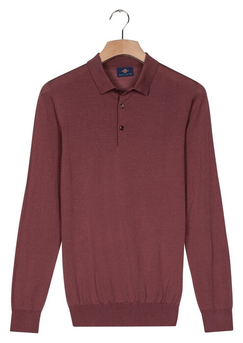 Baileys Polo Collar Placket Buttons Merino Wool Trui Mauve