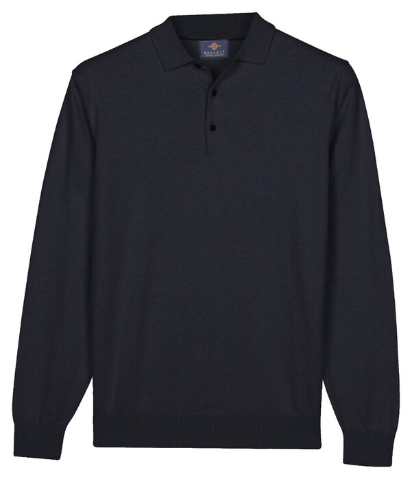 Baileys Polo Pullover Solid Color Pima Cotton Trui Navy