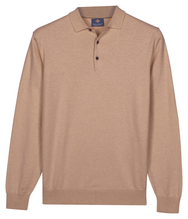 Baileys Polo Pullover Solid Color Pima Cotton Trui Taupe