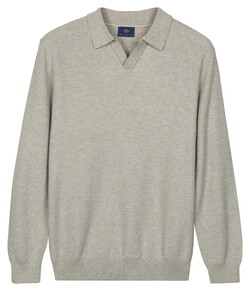 Baileys Polo Pullover V-Neck Structure Knit Trui Soft Grey