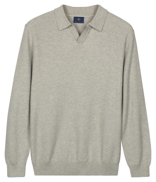Baileys Polo Pullover V-Neck Structure Knit Trui Soft Grey